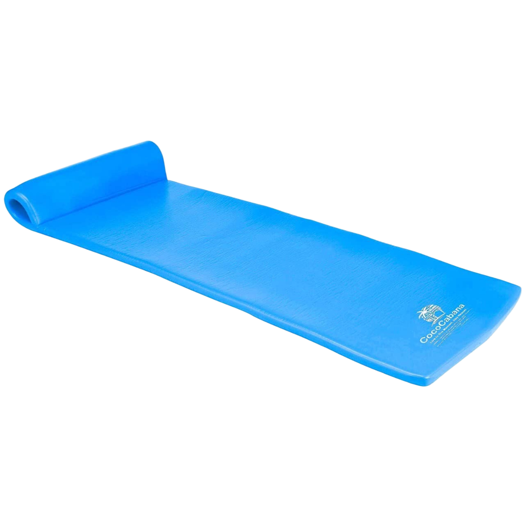 70" Foam Pool Float with Headrest – Vinyl-Coated Luxury Lounger in Pacific Blue or Key Lime - Cococabana