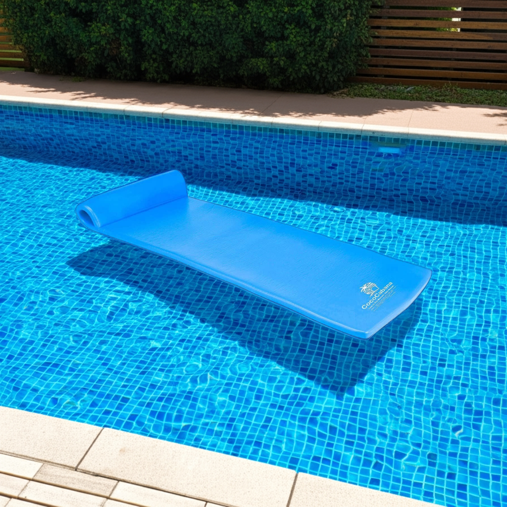70" Foam Pool Float with Headrest – Vinyl-Coated Luxury Lounger in Pacific Blue or Key Lime