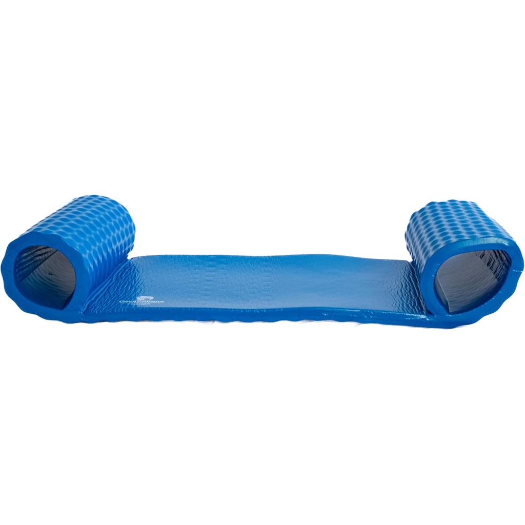 Cococabana large luxury water hammock in Pacific blue—NBR foam float with dual buoyant bolsters and soft vinyl coating for ultimate in-pool relaxation.